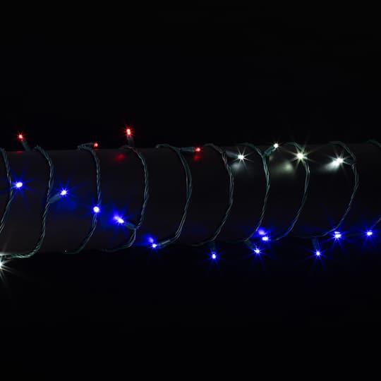 Vickerman 50ct. Red, White & Blue Wide Angle Single Mold End-Connecting Coaxial Non-Rectified LED Light Set String